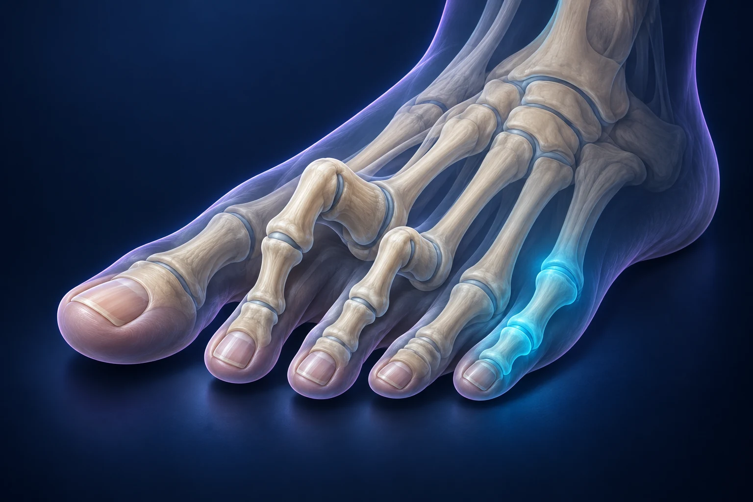 Illustration simplifiée d’un avant-pied dont plusieurs petits orteils sont recroquevillés.